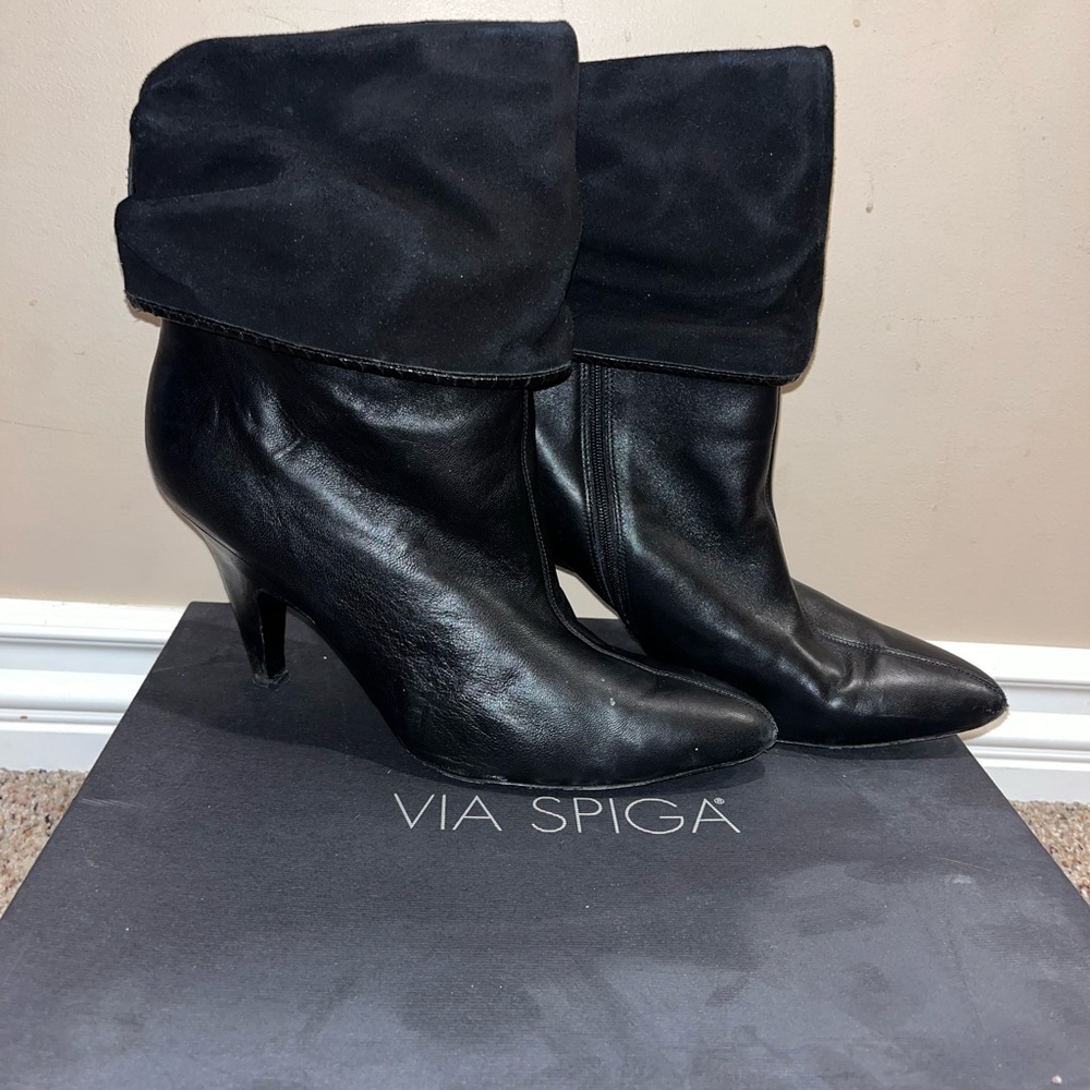 Via Spiga Women's Black Leather Boots